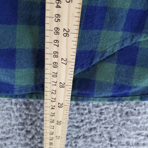 J. Crew Shirt Mens Medium Green & Blue Classic Flannel Button-Up Long Sleeve - Picture 4 of 8